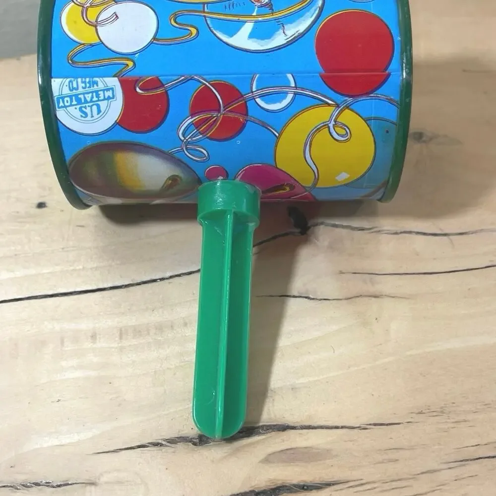 Vtg Tin Noisemaker Metal Toy Noise Maker New Years Showgirl Party Clanger Rattle